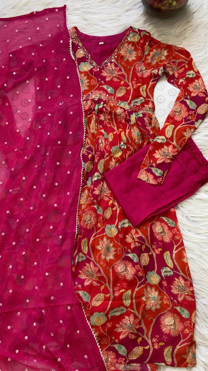 Akshar Muslin Alia Cut Kurti With Bottom Dupatta Catalog